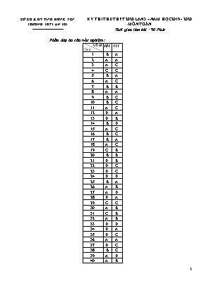 Đáp án Đề thi thử THPT môn Vật lý lần 3 - Mã đề 111+101 - Năm học 2019-2020 - Trường THPT Ân Thi